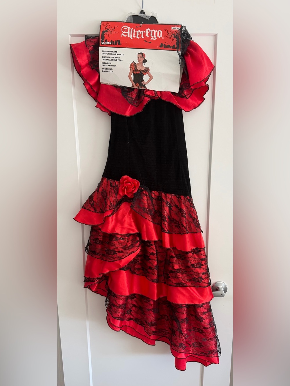 Womens Red and Black Cancan Costume